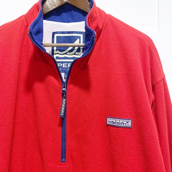 Sperry Top Sider Red 1/4 Zip SweatsHirt Sweater - Picture 2 of 11